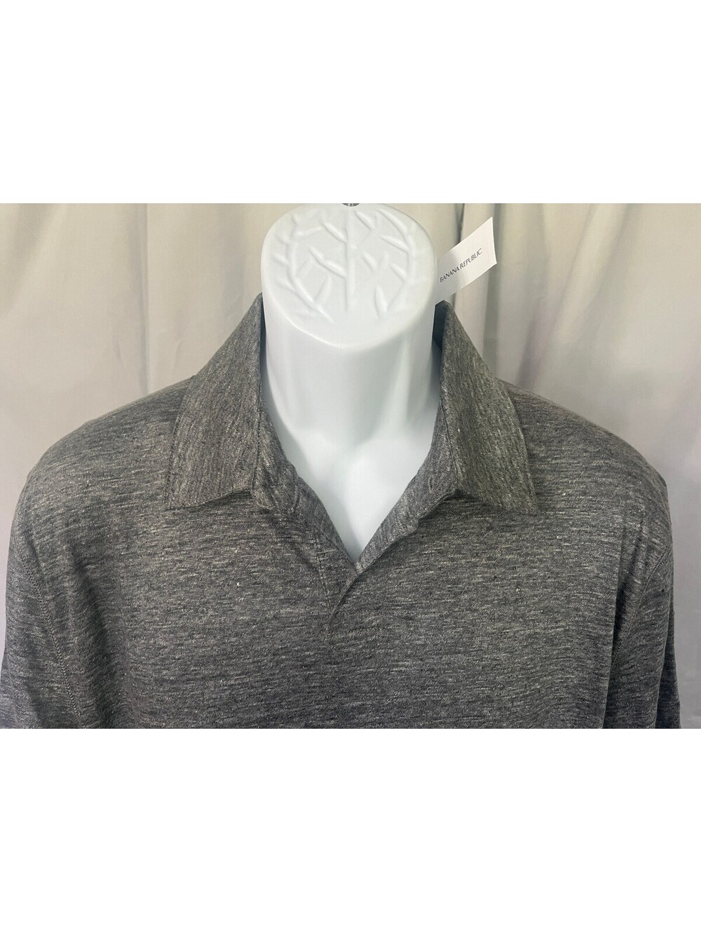 NWT Banana Republic Men's Gray Marled 100% Linen s/s Golf Polo Shirt Medium M